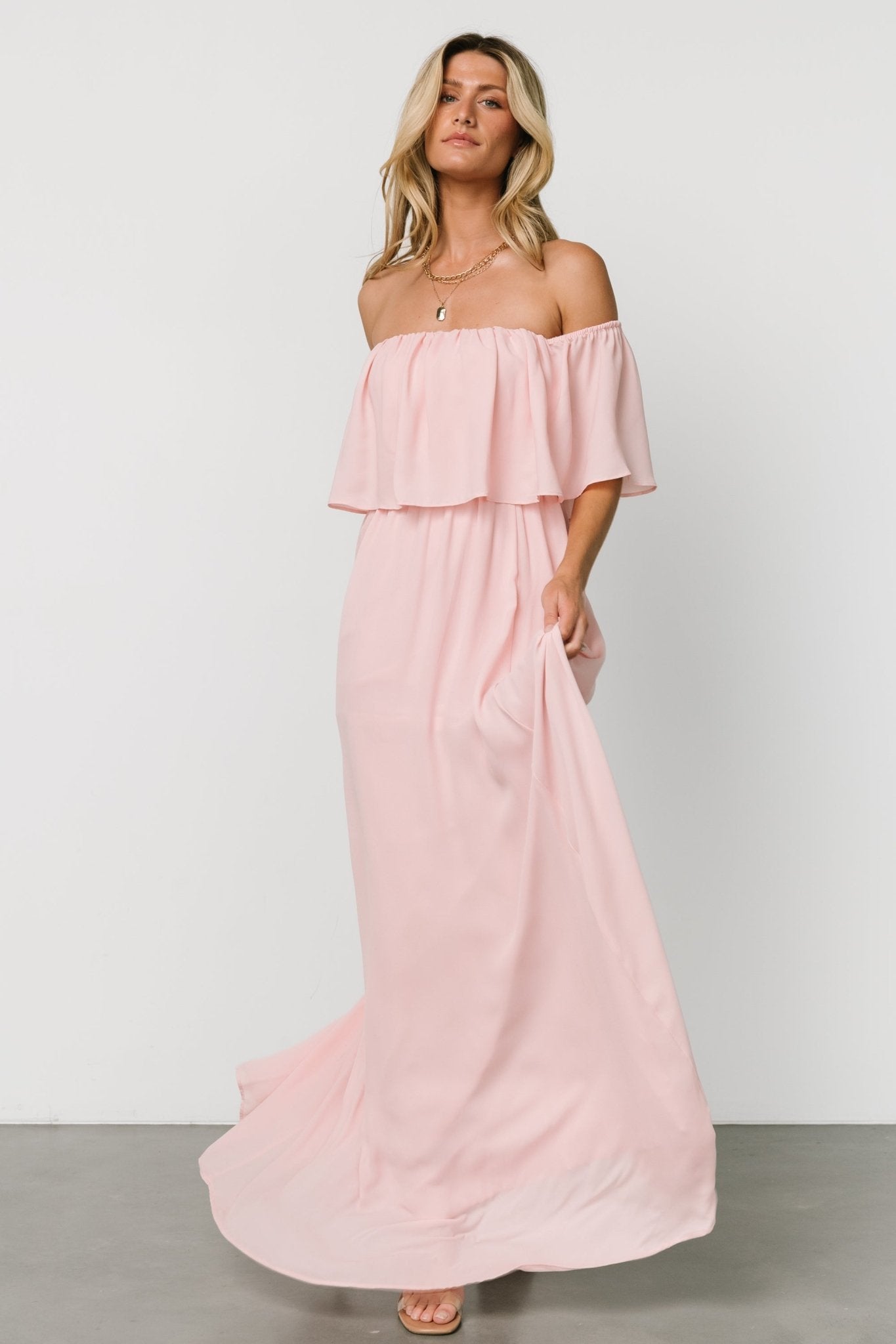 Diana Off Shoulder Maxi Dress | Blush - Baltic Born