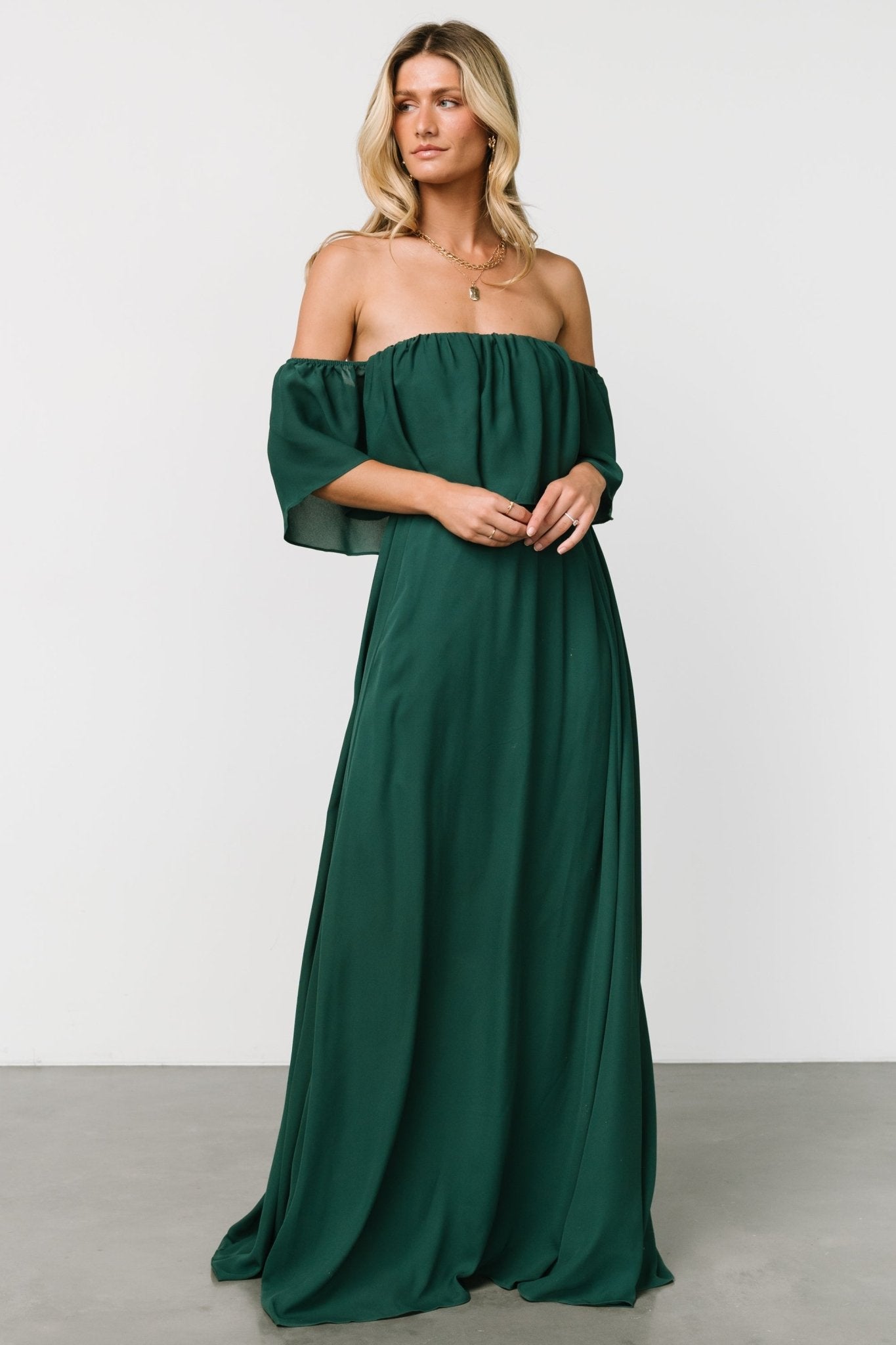 Diana Off Shoulder Maxi Dress | Emerald - Baltic Born