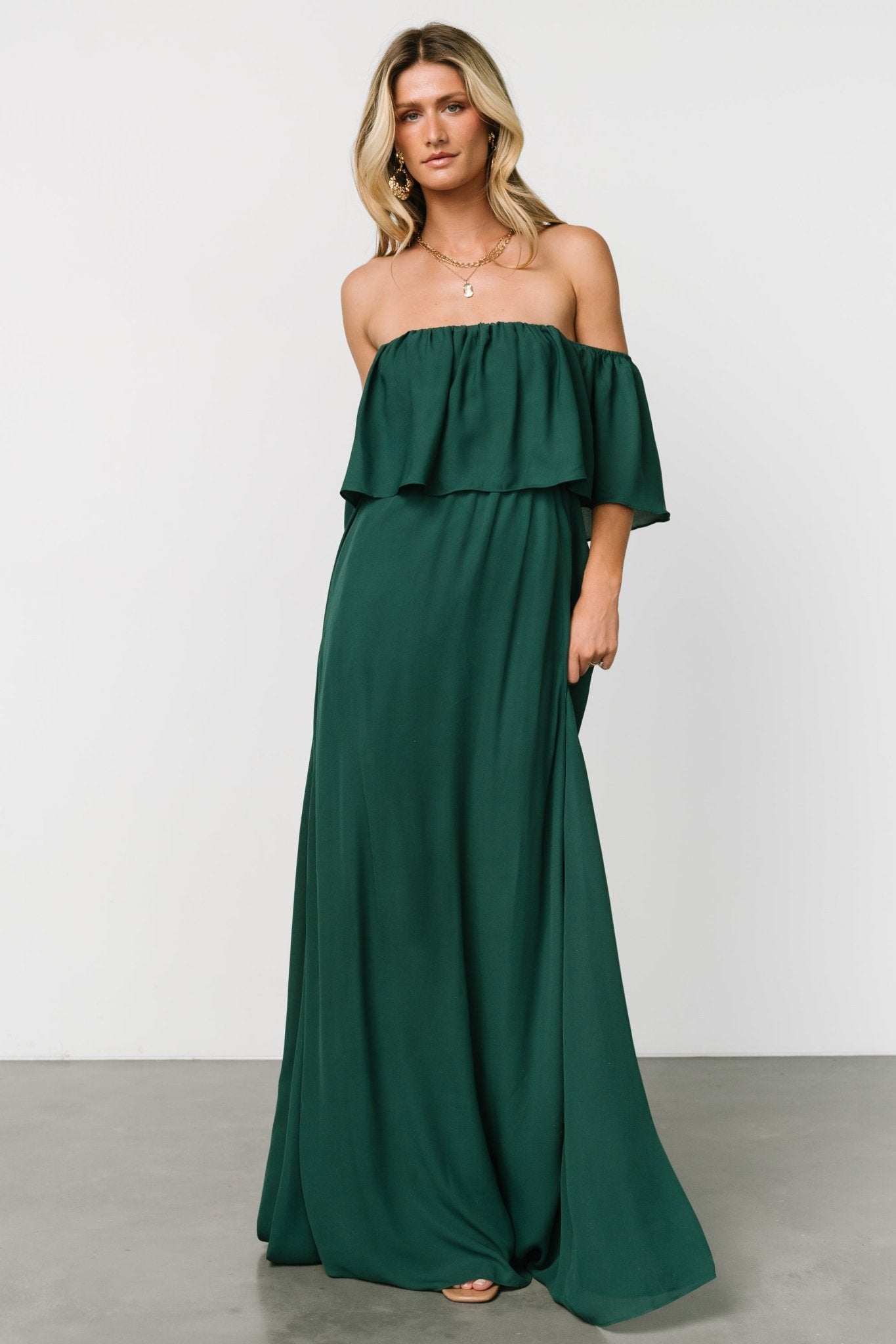 Diana Off Shoulder Maxi Dress | Emerald - Baltic Born