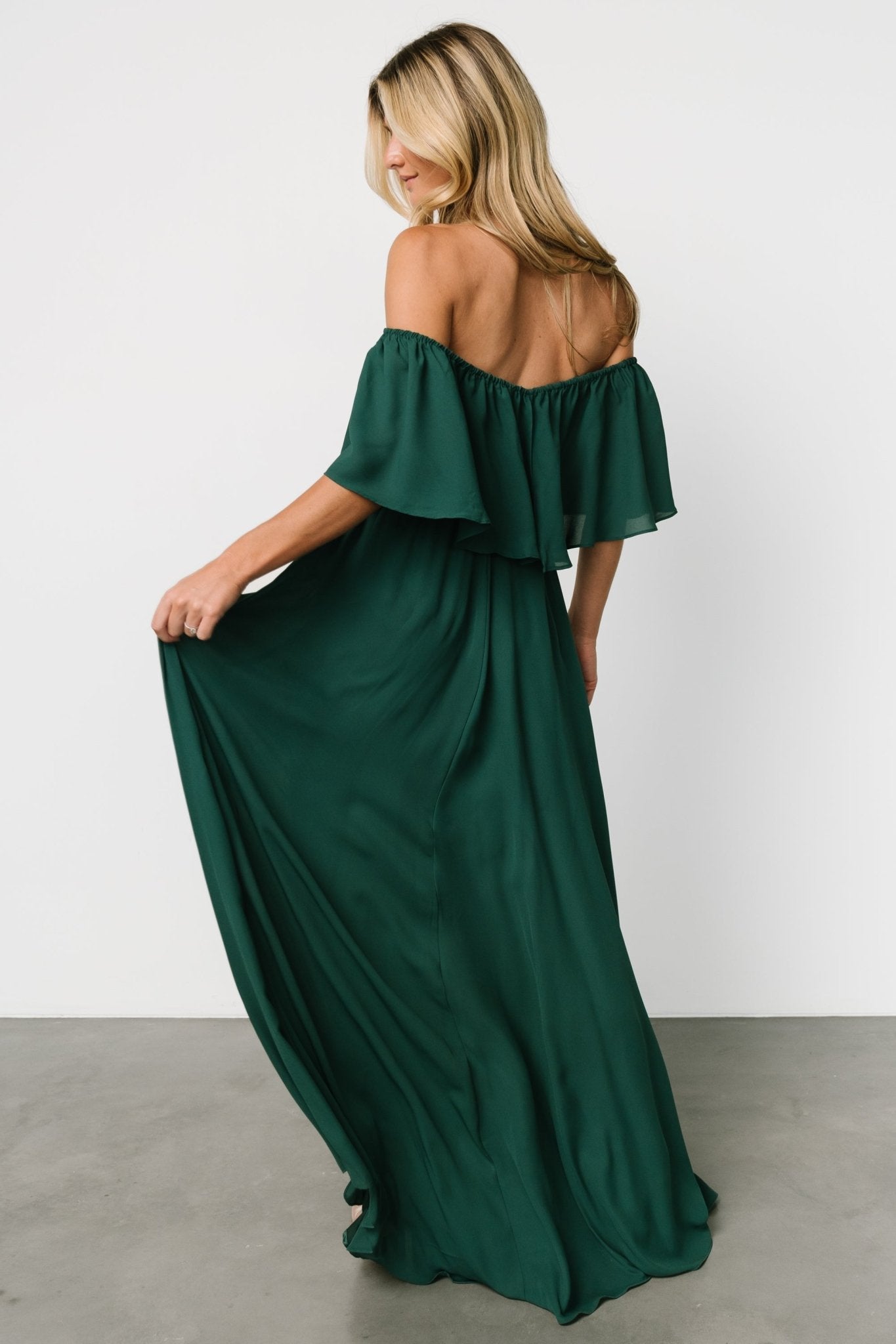 Diana Off Shoulder Maxi Dress | Emerald - Baltic Born