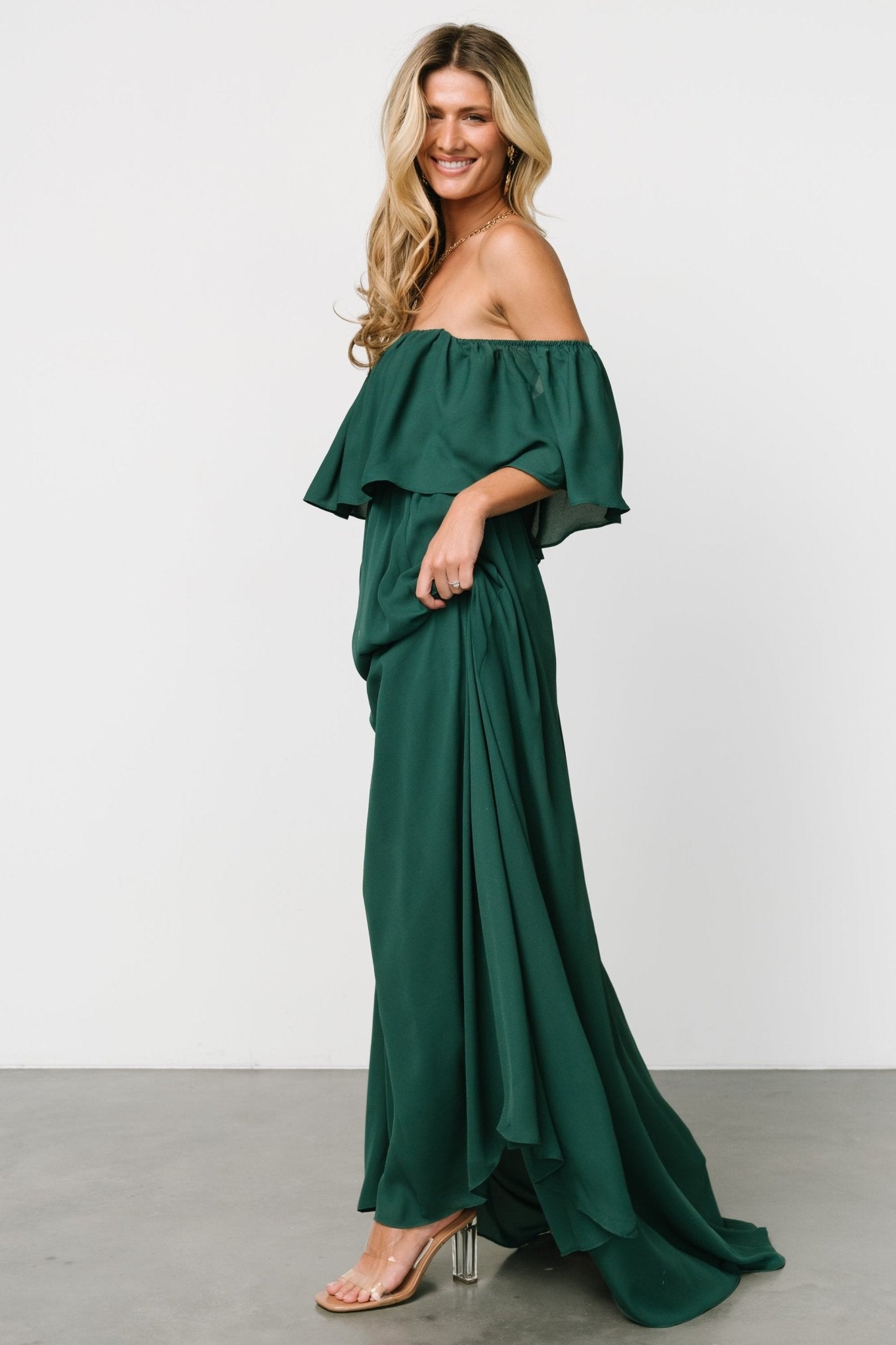 Diana Off Shoulder Maxi Dress | Emerald - Baltic Born