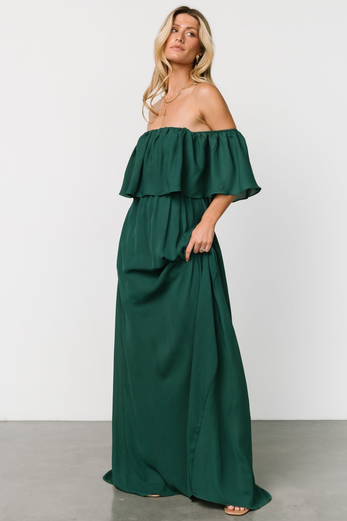 Diana Off Shoulder Maxi Dress | Emerald - Baltic Born