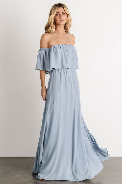 Diana Off Shoulder Maxi Dress | Light Blue - Baltic Born