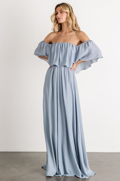 Diana Off Shoulder Maxi Dress | Light Blue - Baltic Born