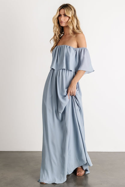 Diana Off Shoulder Maxi Dress | Light Blue - Baltic Born