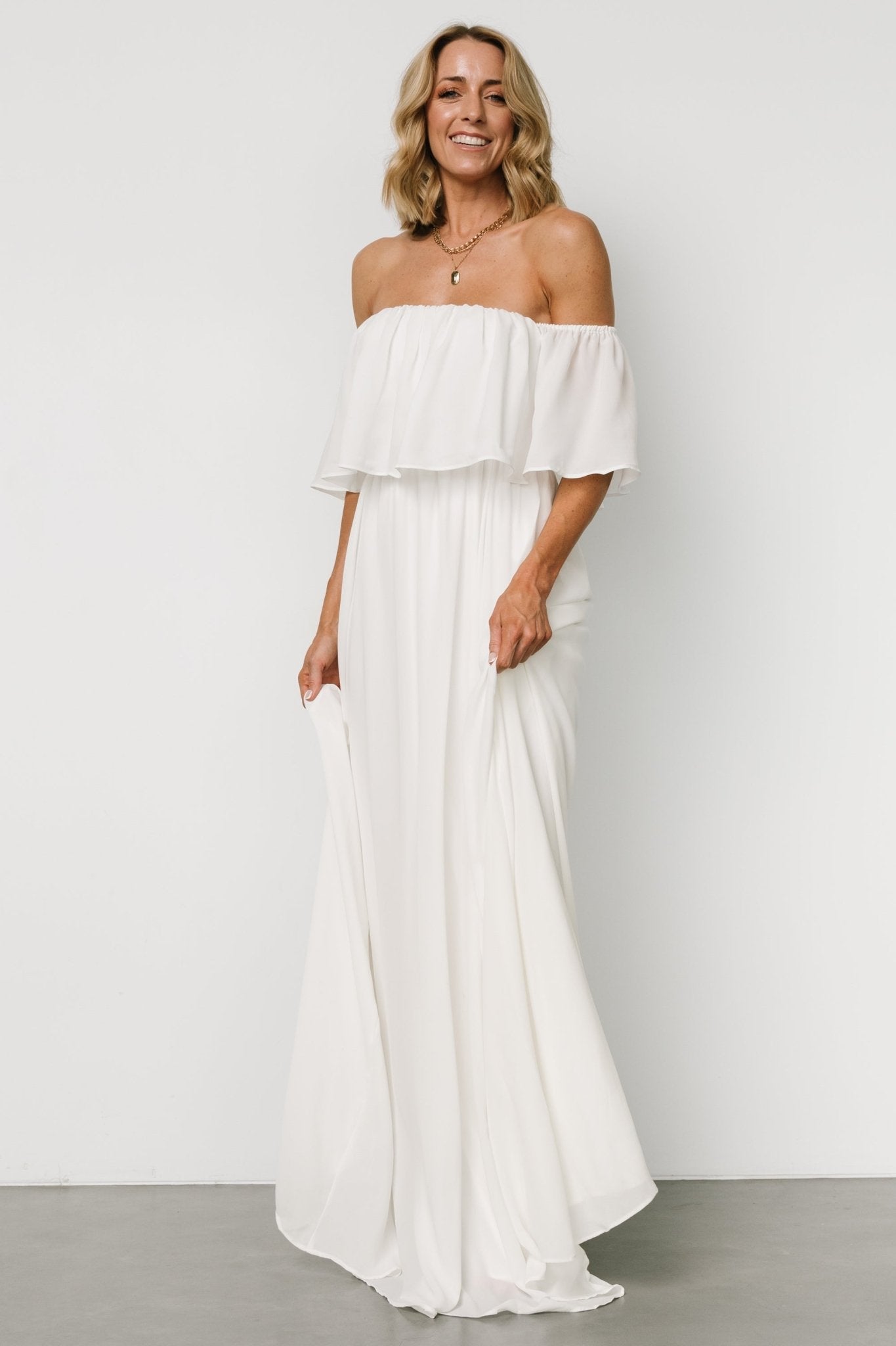 Diana Off Shoulder Maxi Dress | Off White - Baltic Born