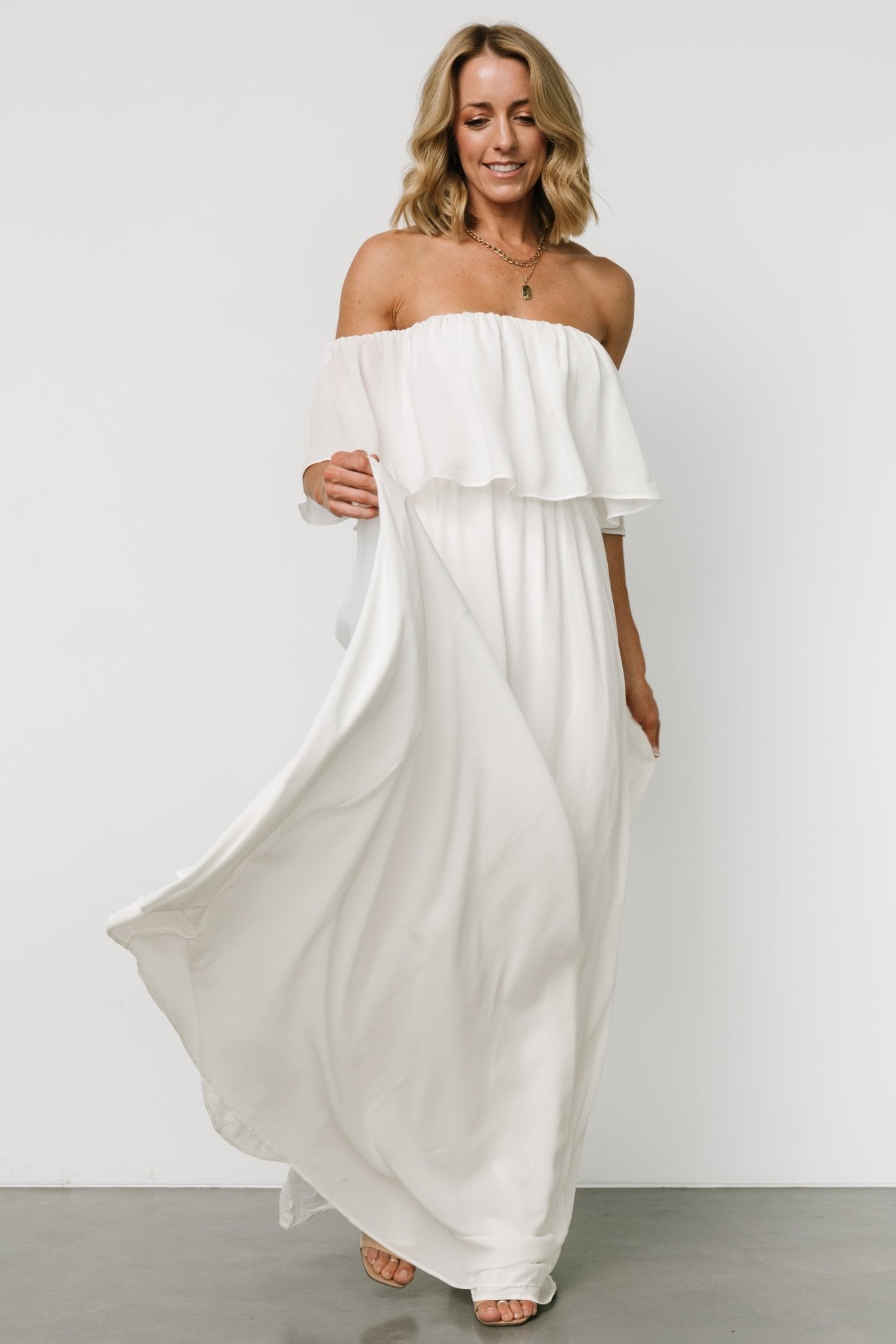 Diana Off Shoulder Maxi Dress | Off White - Baltic Born