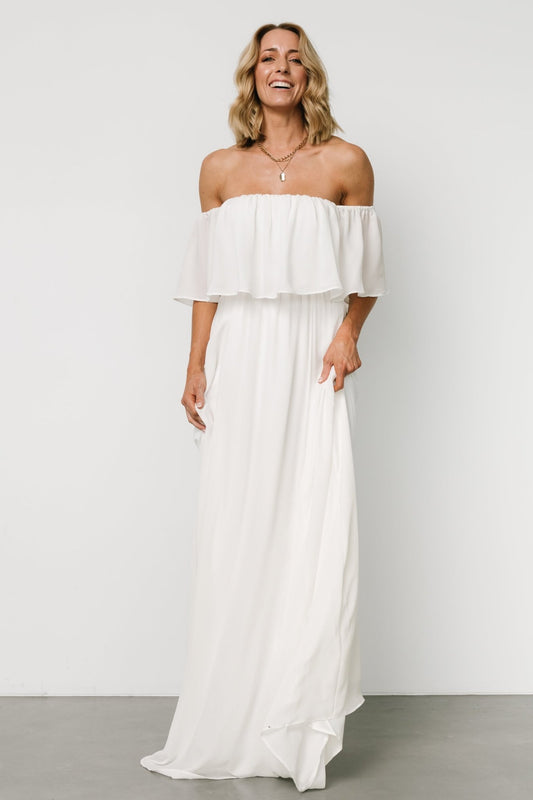 Diana Off Shoulder Maxi Dress | Off White - Baltic Born