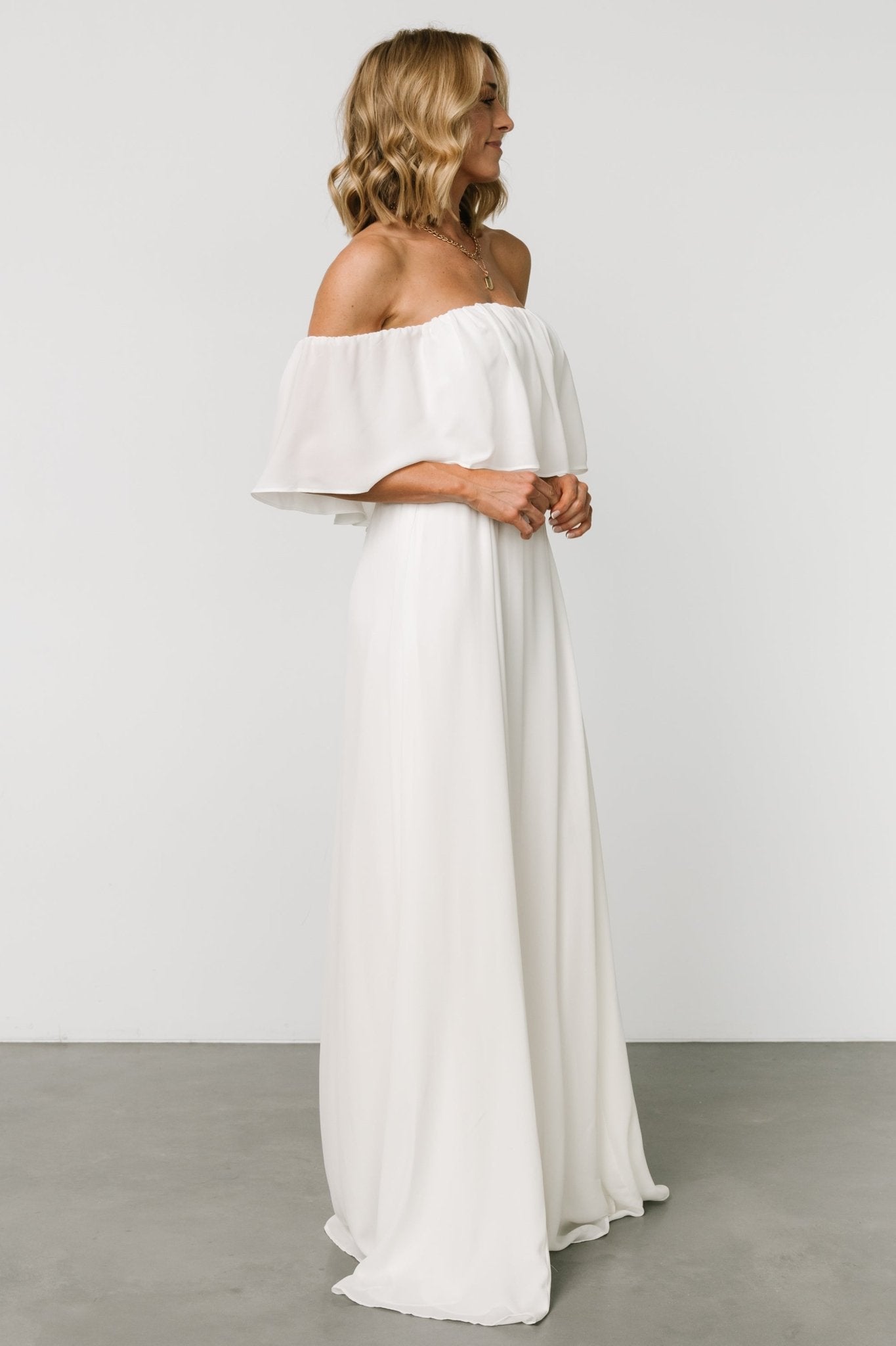 Diana Off Shoulder Maxi Dress | Off White - Baltic Born