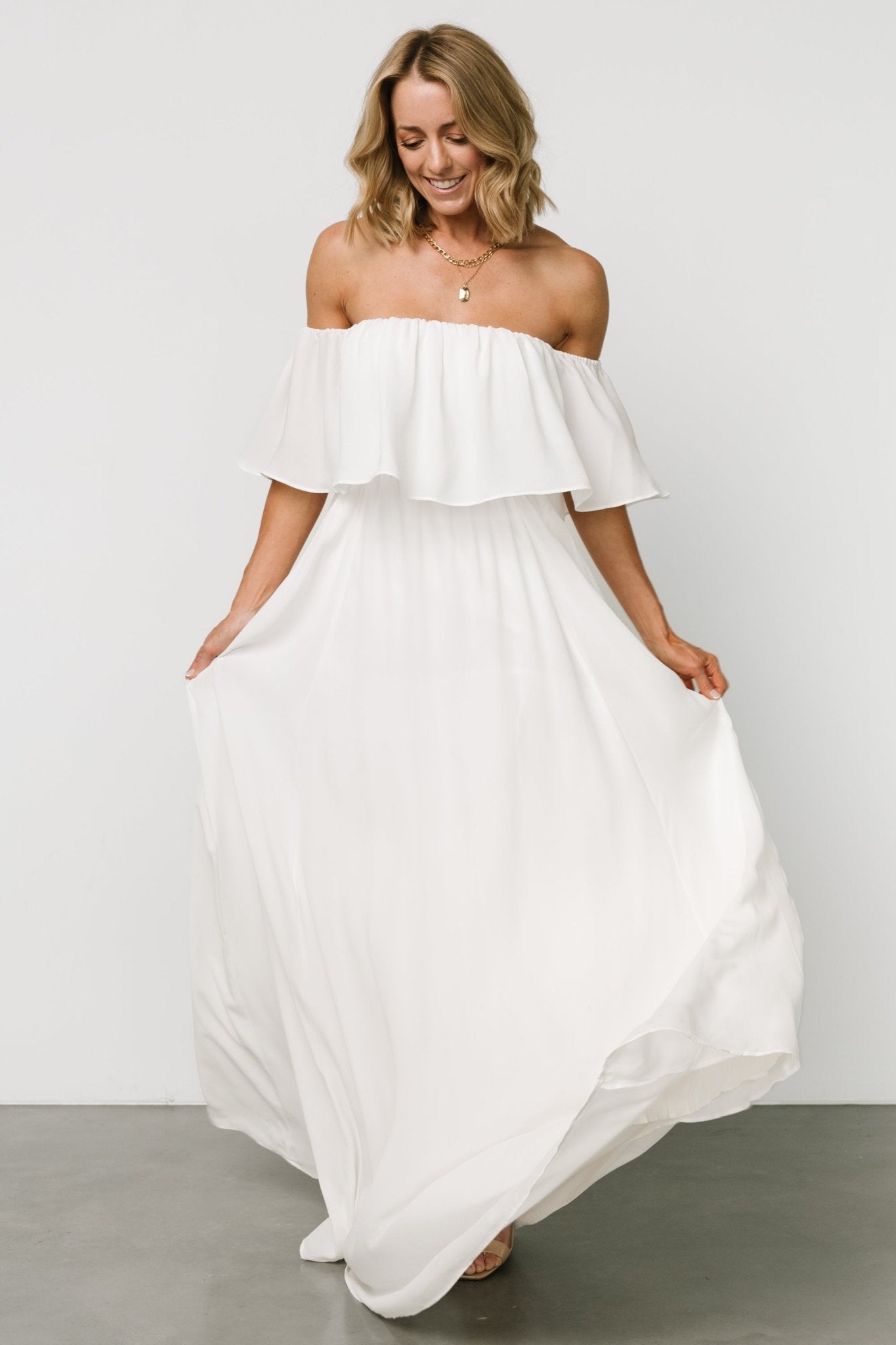 Diana Off Shoulder Maxi Dress | Off White - Baltic Born