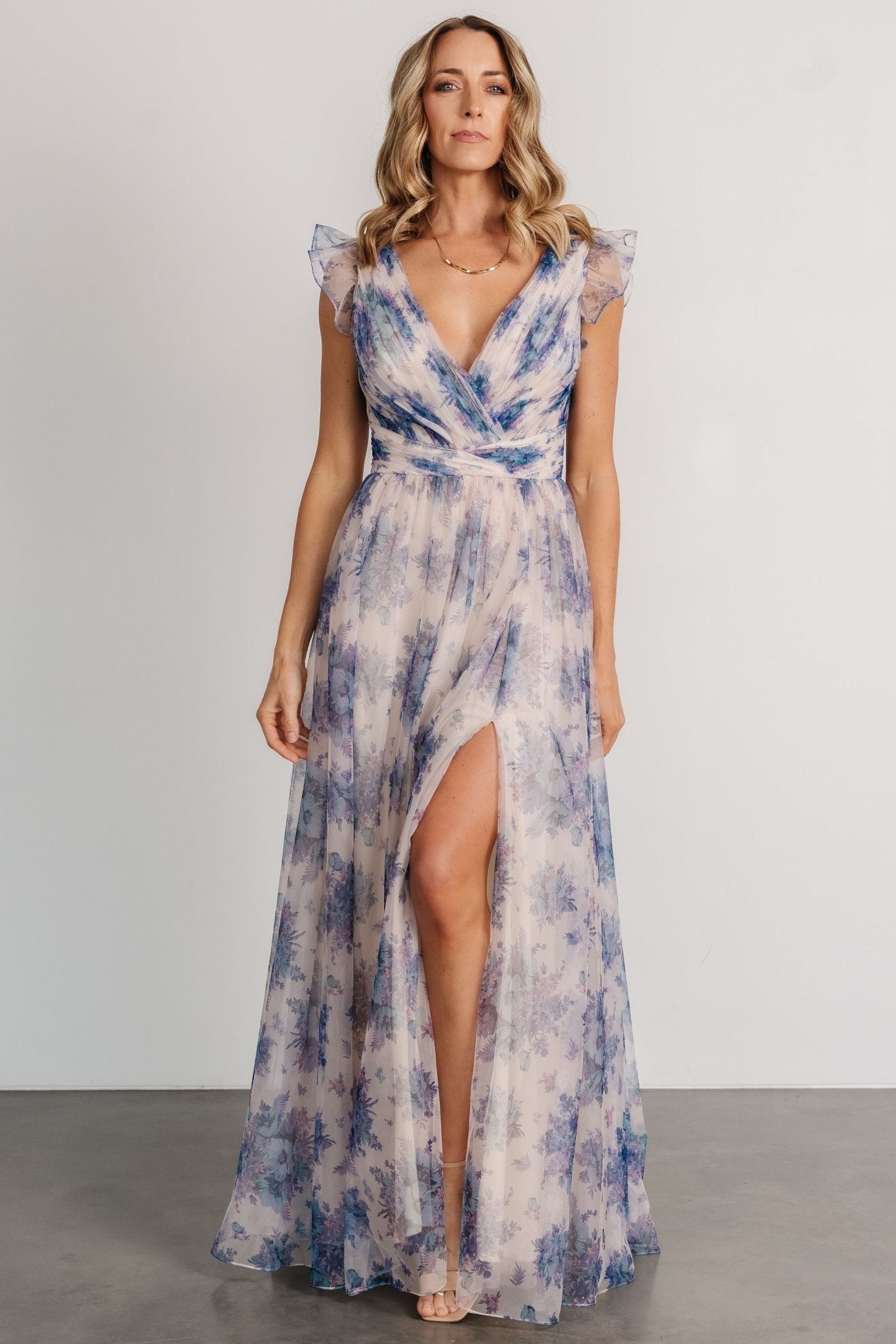 Dimitra Maxi Dress | Natural + Slate Floral - Baltic Born