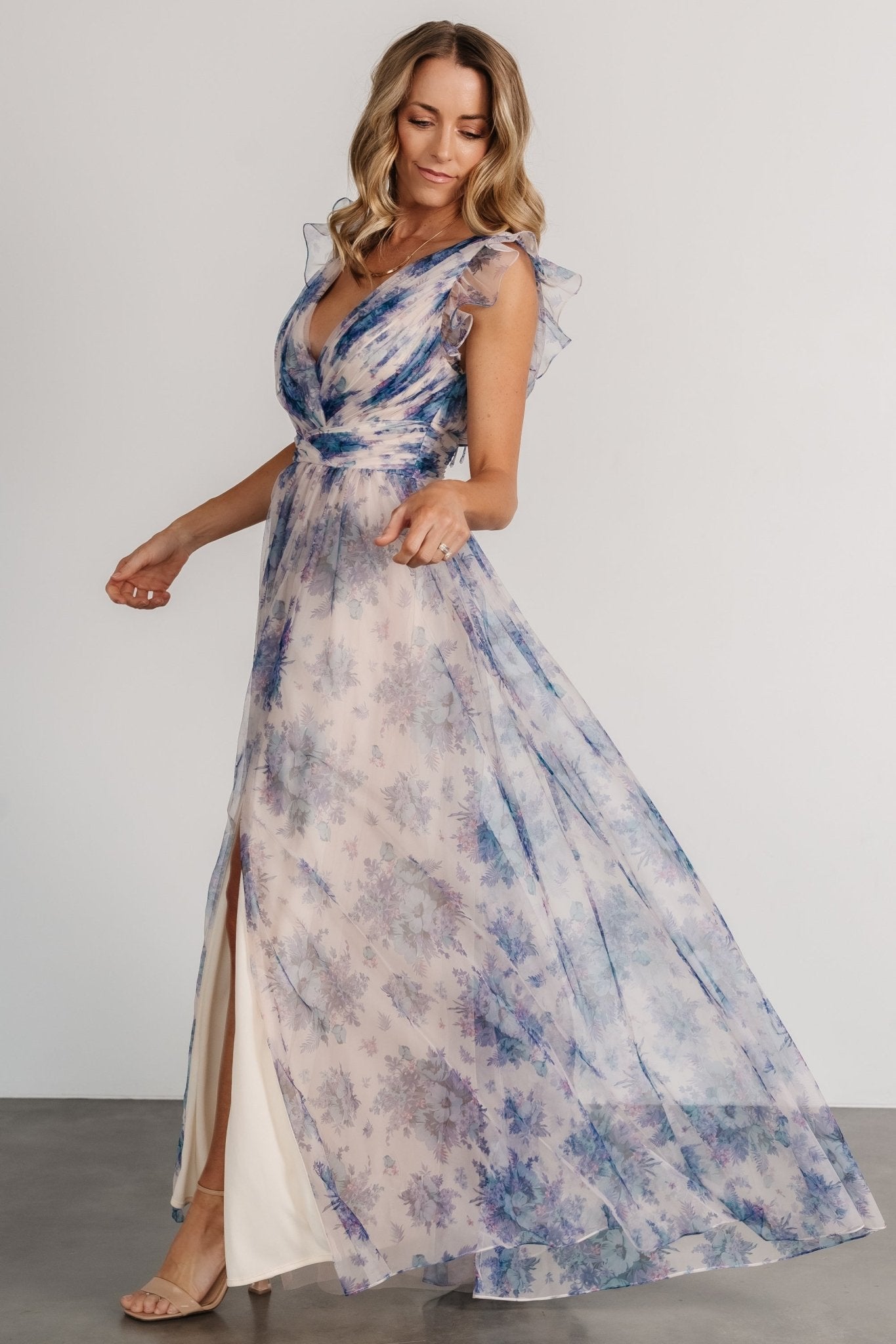 Dimitra Maxi Dress | Natural + Slate Floral - Baltic Born