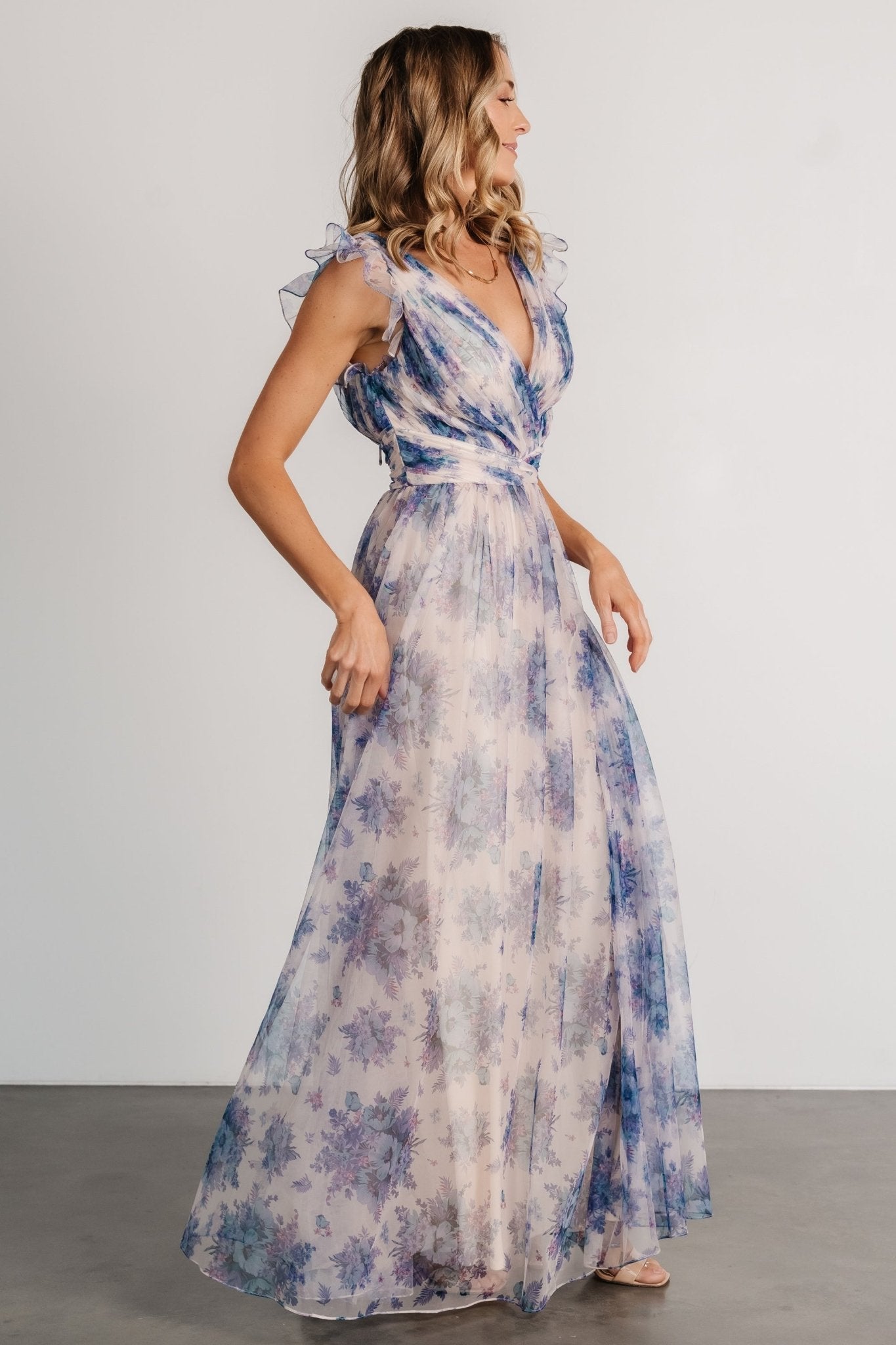 Dimitra Maxi Dress | Natural + Slate Floral - Baltic Born