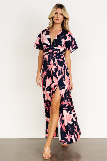 Dina Maxi Dress | Navy + Pink Floral - Baltic Born