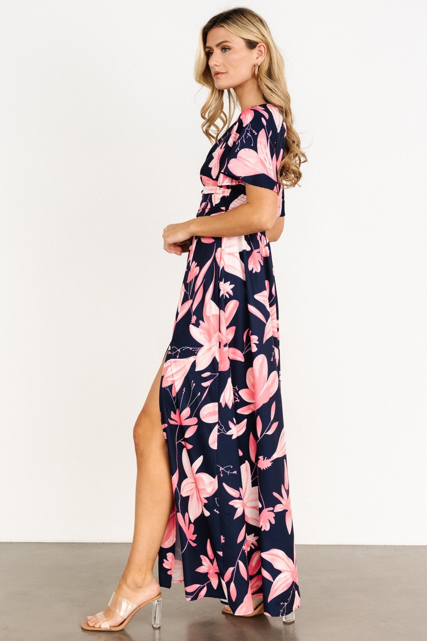 Dina Maxi Dress | Navy + Pink Floral - Baltic Born