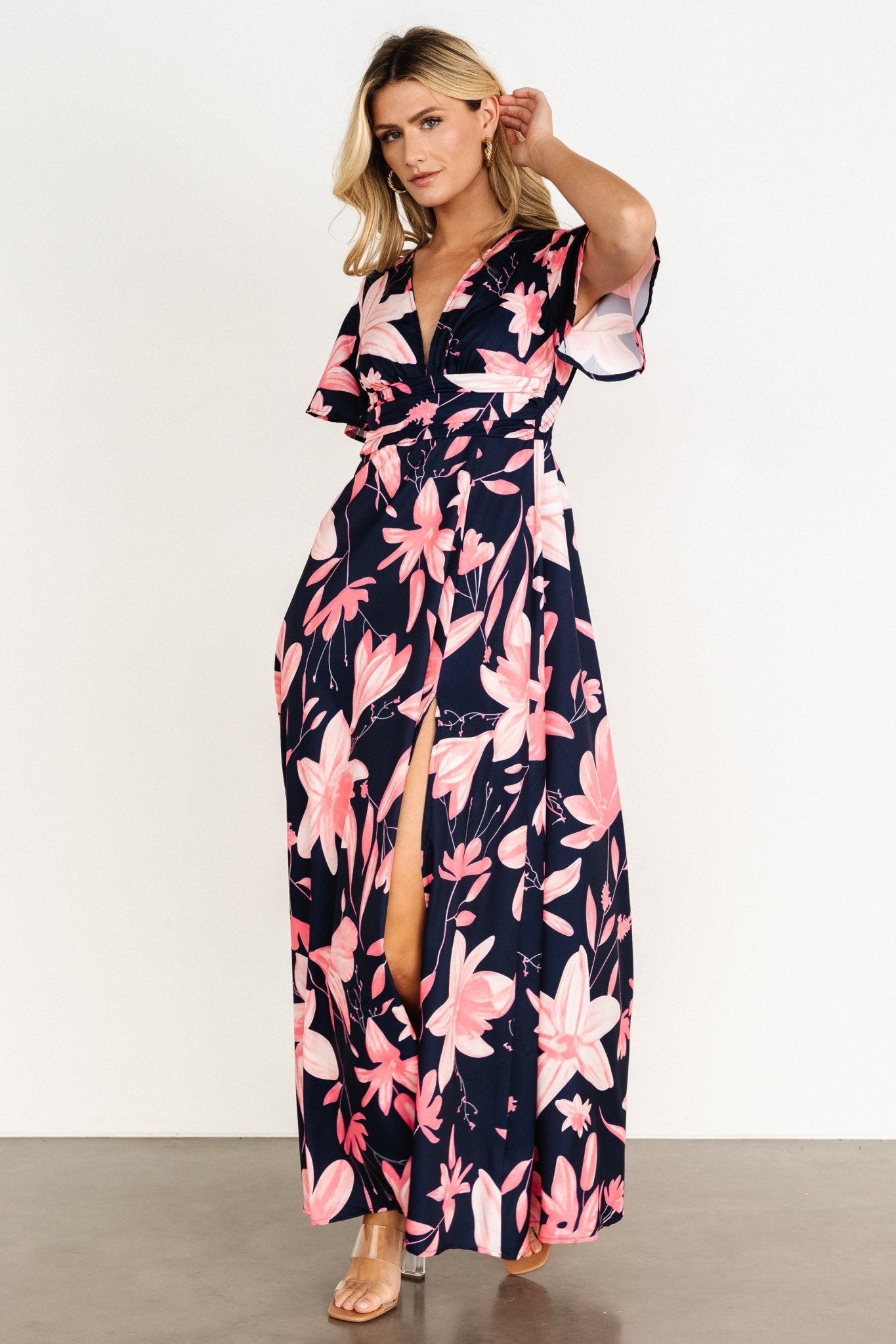 Dina Maxi Dress | Navy + Pink Floral - Baltic Born