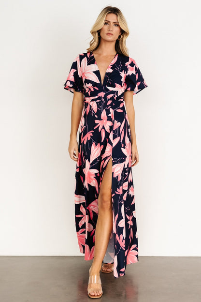 Dina Maxi Dress | Navy + Pink Floral - Baltic Born