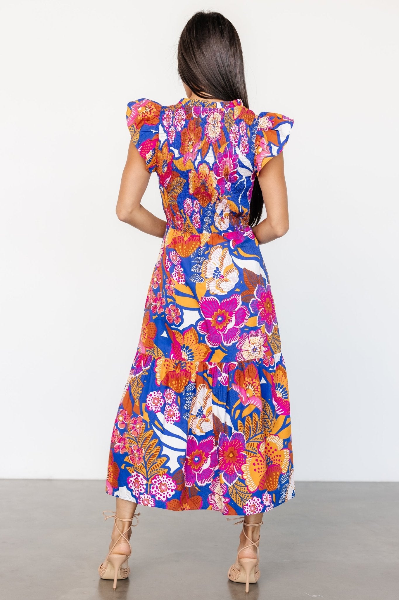 Dominique Midi Dress | Cobalt + Fuchsia Multi - Baltic Born