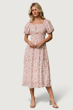 Baltic Born Womens Dorine Midi Dress | Ivory + Blush Floral