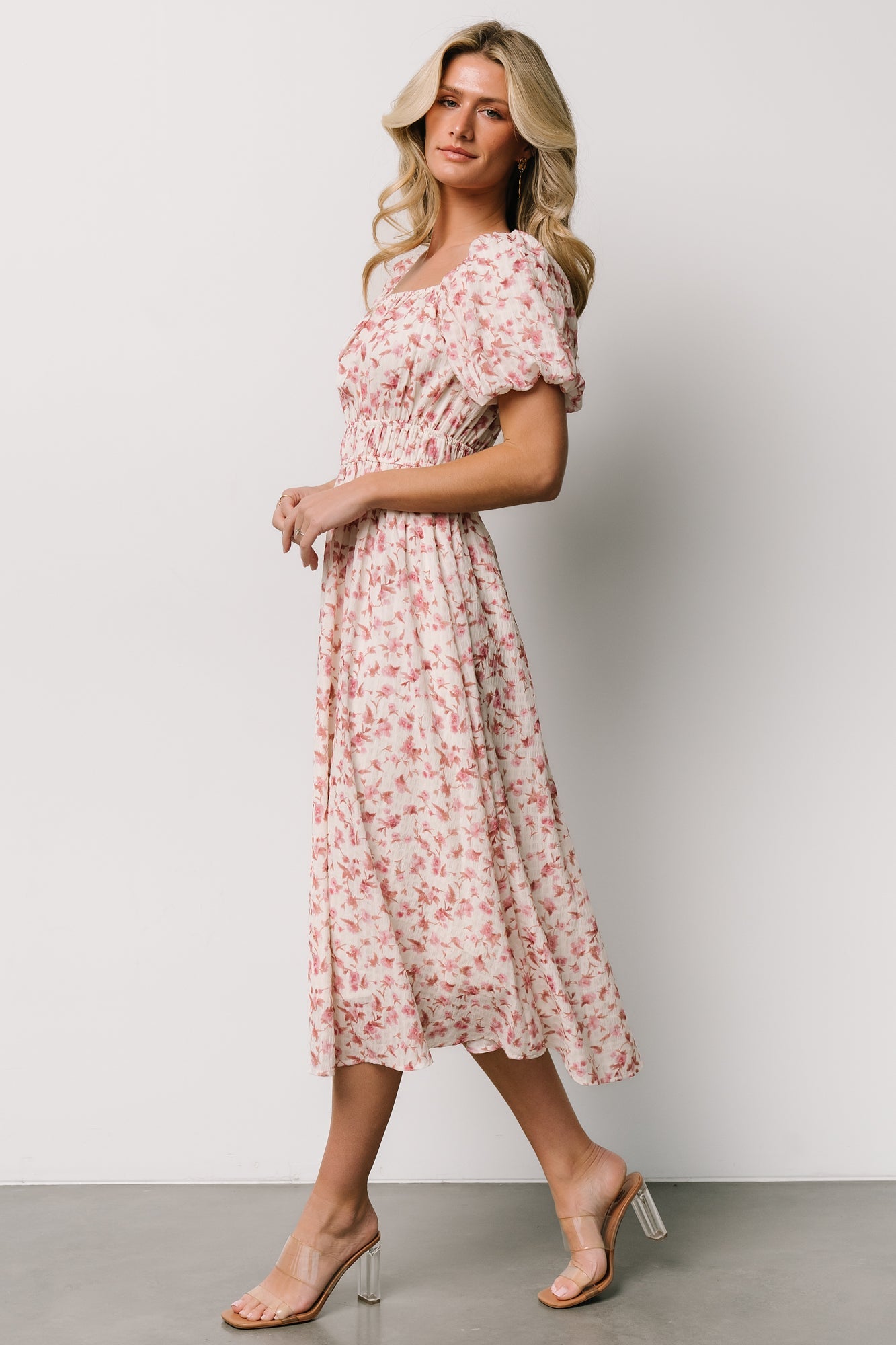 Dorine Midi Dress | Ivory + Blush Floral - Baltic Born