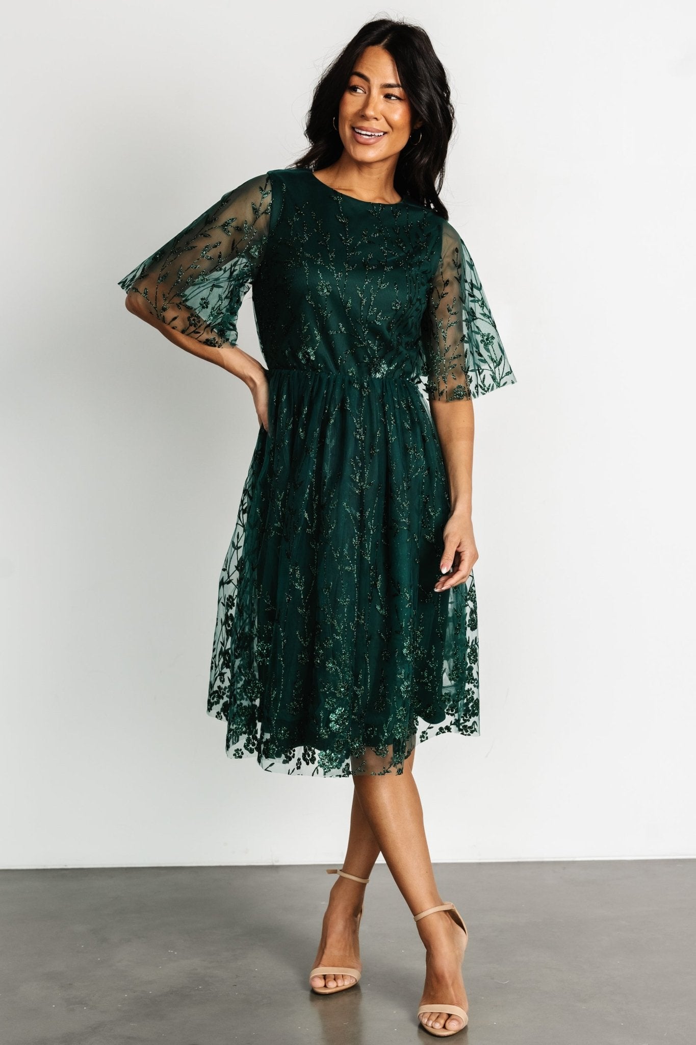 Duchess Tulle Dress | Dark Green Sparkle - Baltic Born