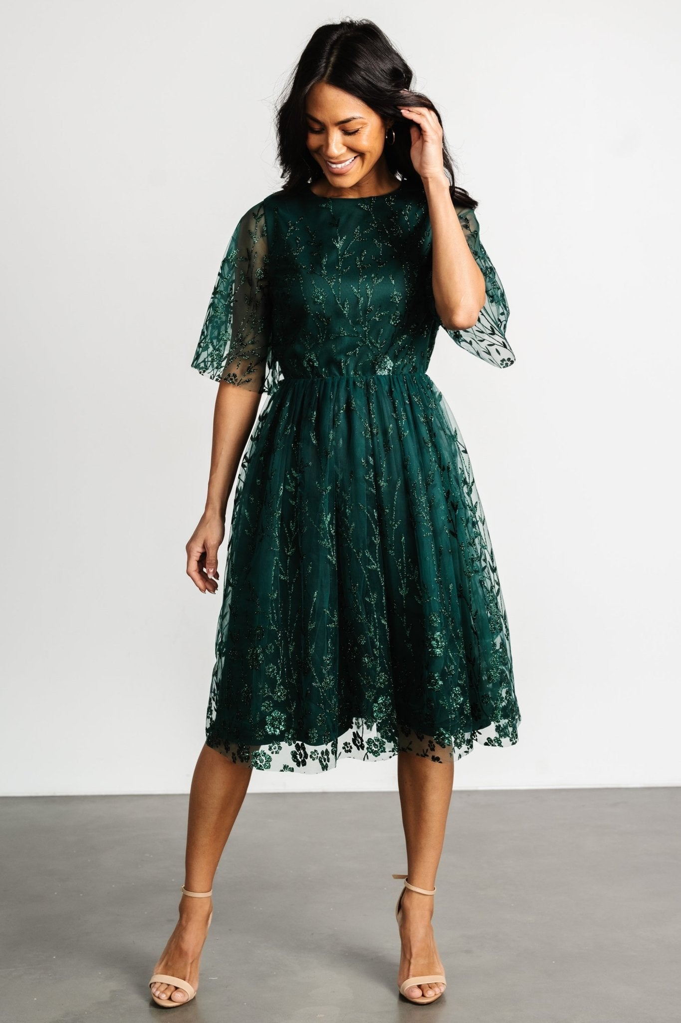 Duchess Tulle Dress | Dark Green Sparkle - Baltic Born