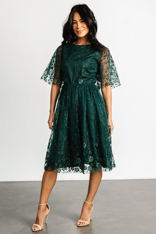 Duchess Tulle Dress | Dark Green Sparkle - Baltic Born