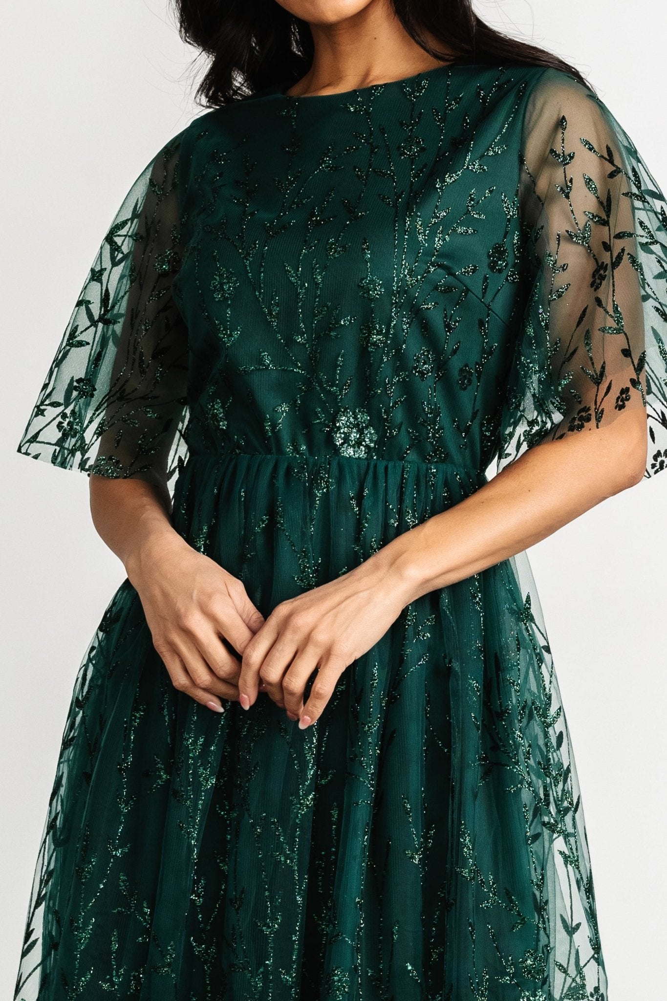 Duchess Tulle Dress | Dark Green Sparkle - Baltic Born