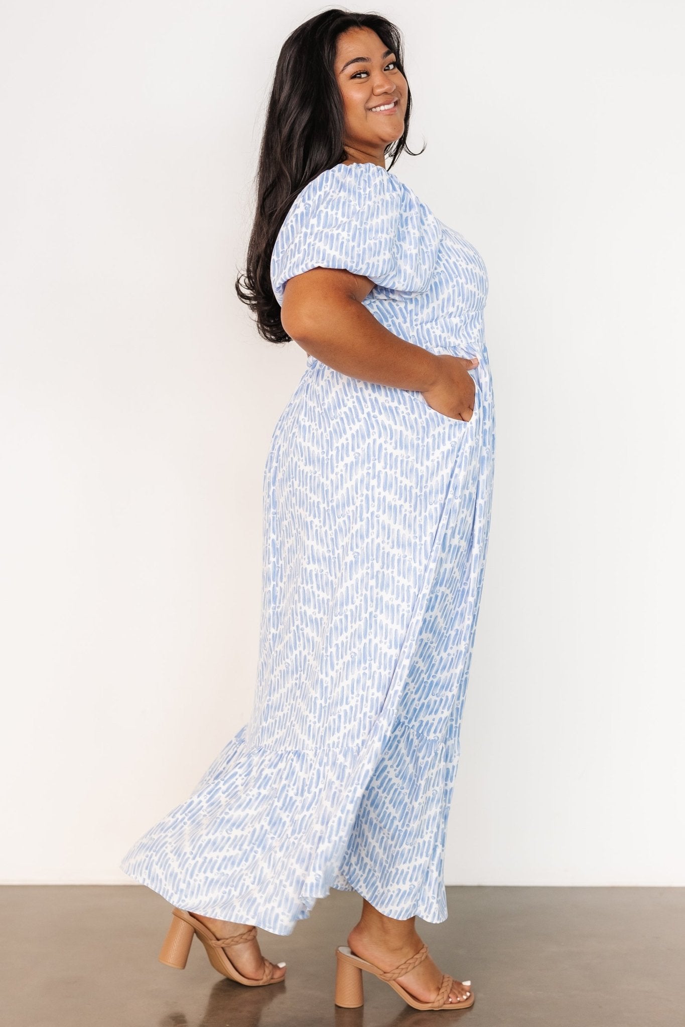 Durban Maxi Dress | Dusty Blue Print - Baltic Born