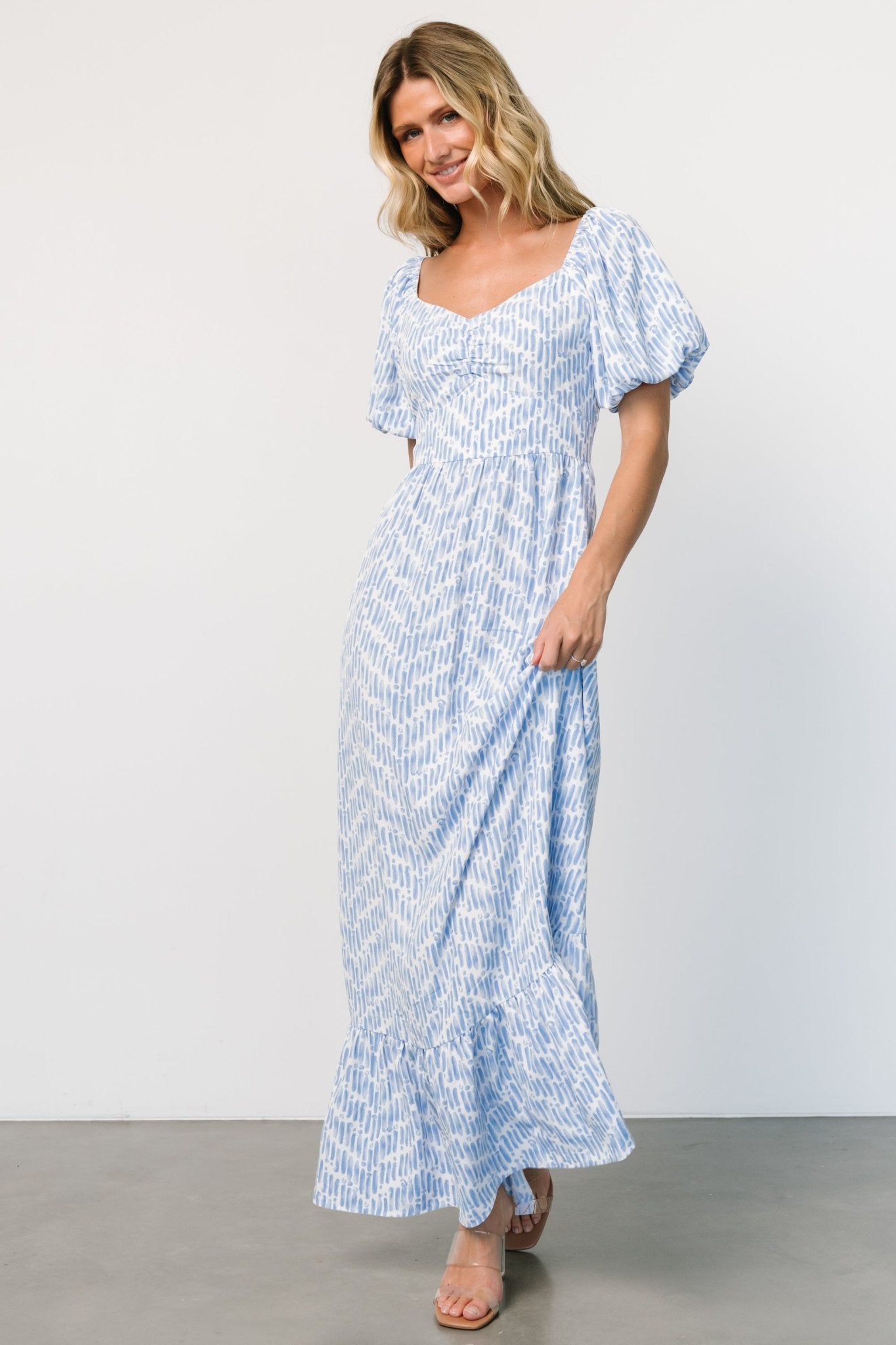 Durban Maxi Dress | Dusty Blue Print - Baltic Born