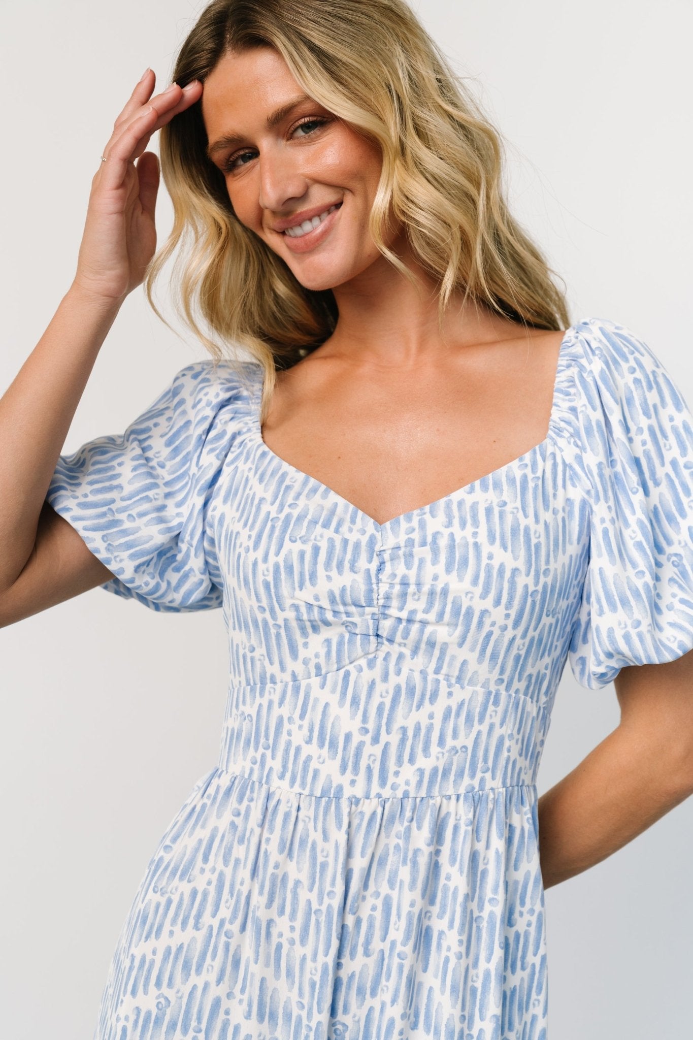 Baltic Born Womens Durban Maxi Dress | Dusty Blue Print