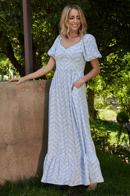 Durban Maxi Dress | Dusty Blue Print - Baltic Born