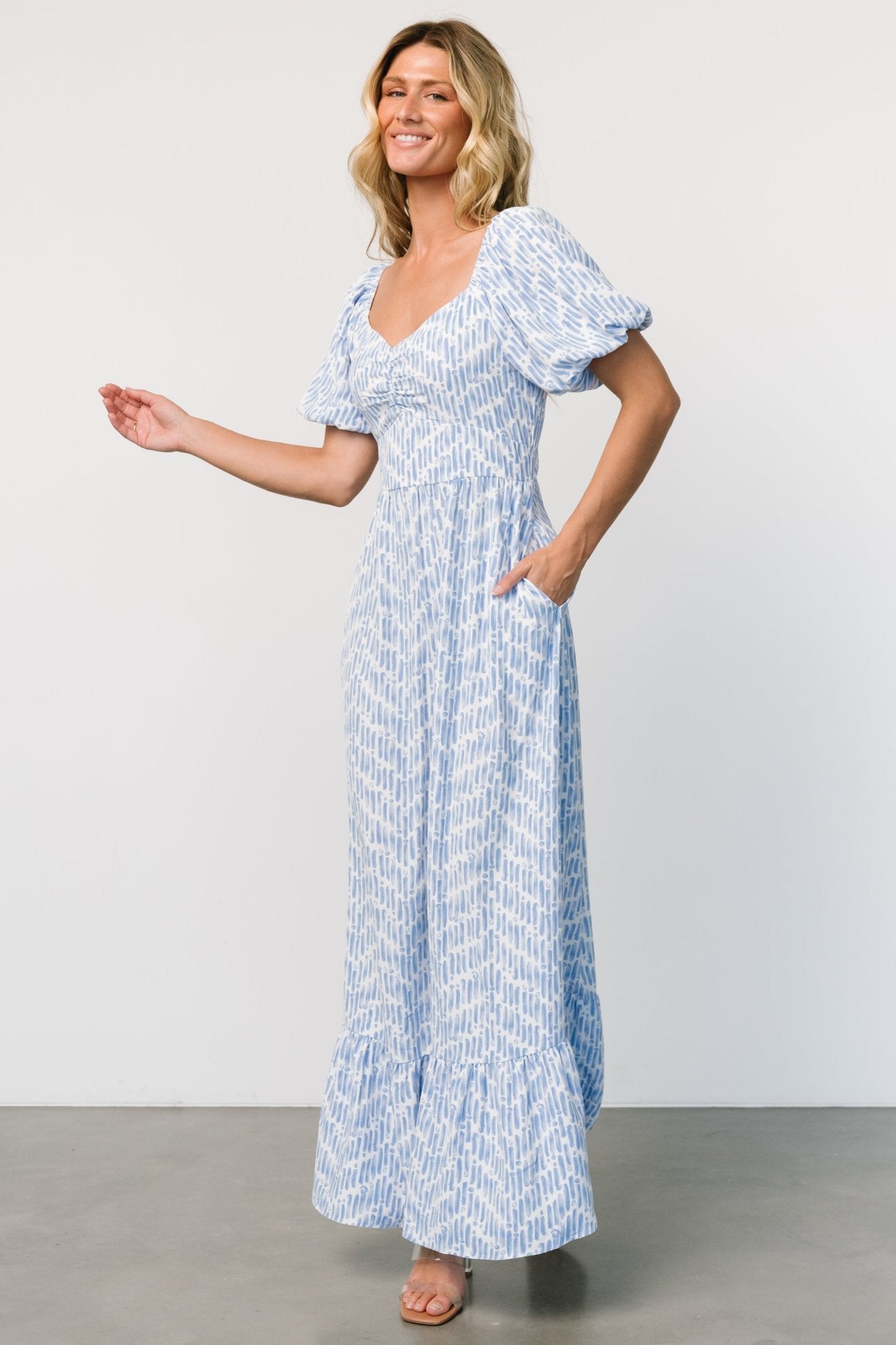 Durban Maxi Dress | Dusty Blue Print - Baltic Born