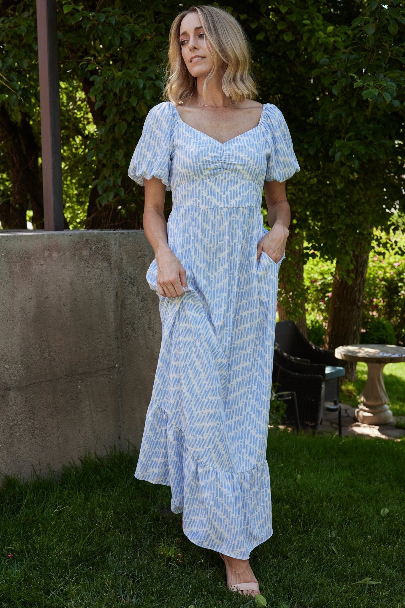 Durban Maxi Dress | Dusty Blue Print - Baltic Born