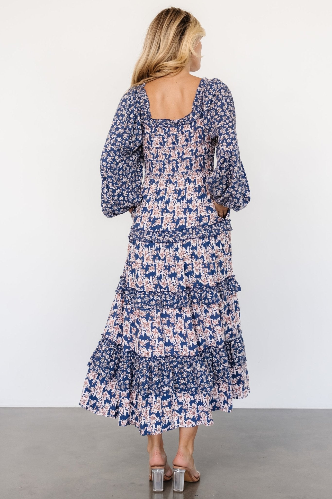 Dynah Tiered Dress | Blue + Cream Floral - Baltic Born