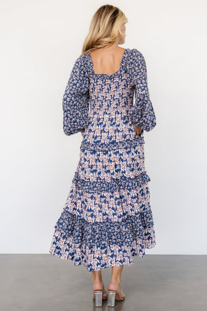 Dynah Tiered Dress | Blue + Cream Floral - Baltic Born