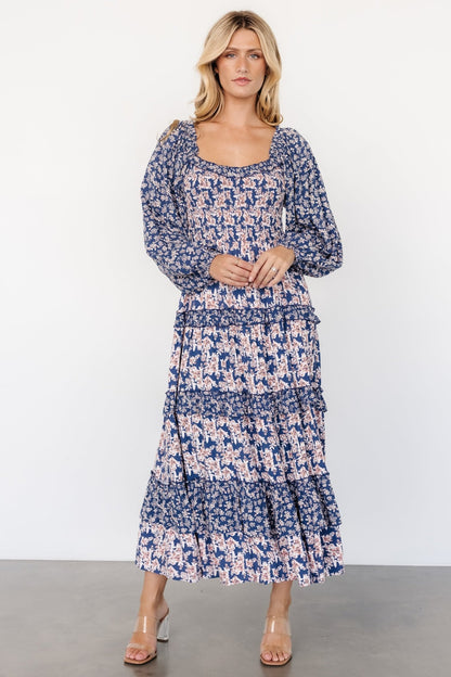 Dynah Tiered Dress | Blue + Cream Floral - Baltic Born