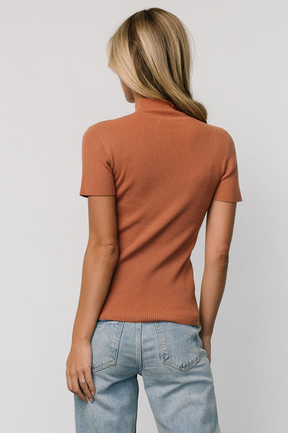 Edie Mock Neck Top | Terracotta - Baltic Born