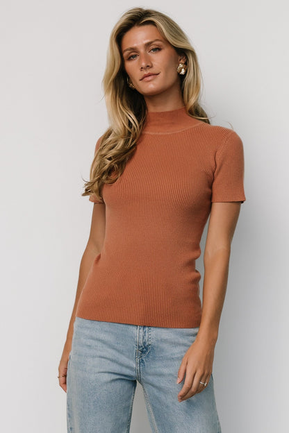 Edie Mock Neck Top | Terracotta - Baltic Born