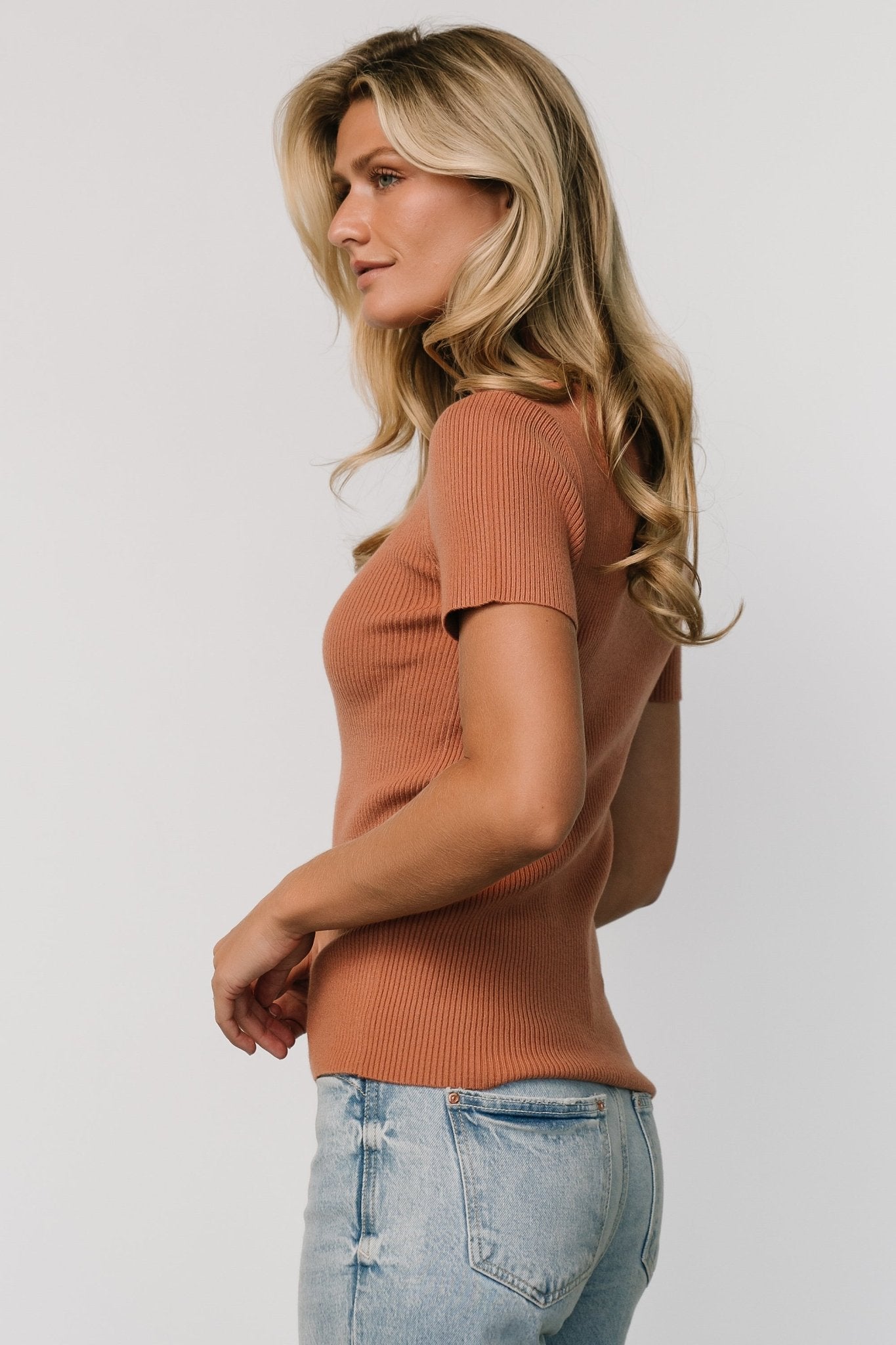 Edie Mock Neck Top | Terracotta - Baltic Born