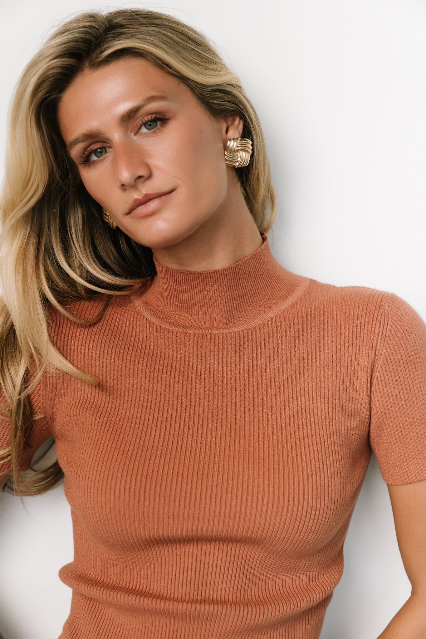 Edie Mock Neck Top | Terracotta - Baltic Born