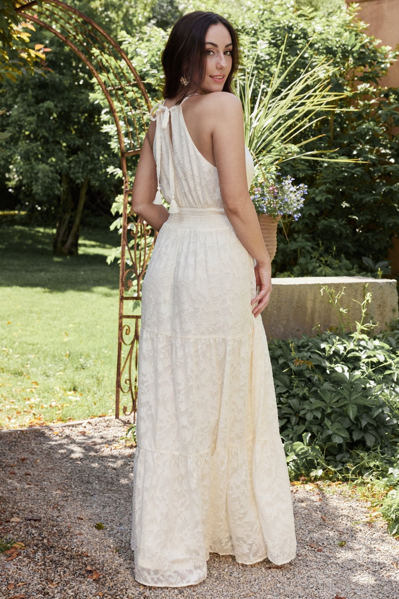 Eilish Embossed Maxi Dress | Cream - Baltic Born