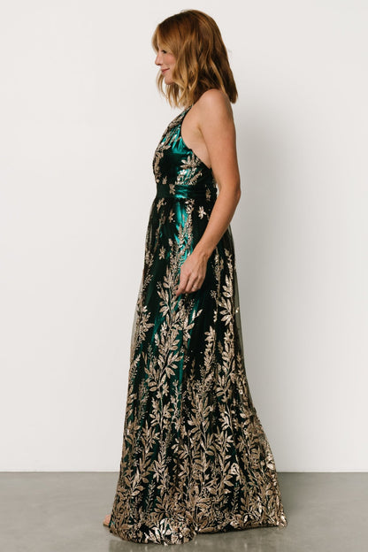 Eirena Sparkle Gown | Emerald + Rose Gold - Baltic Born