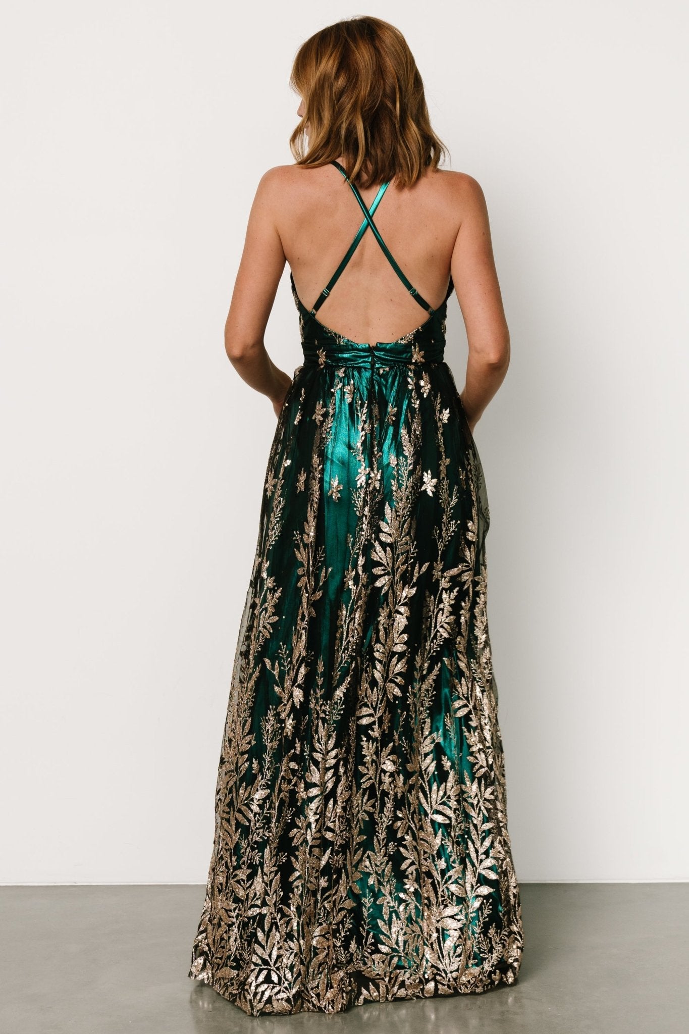 Eirena Sparkle Gown | Emerald + Rose Gold - Baltic Born