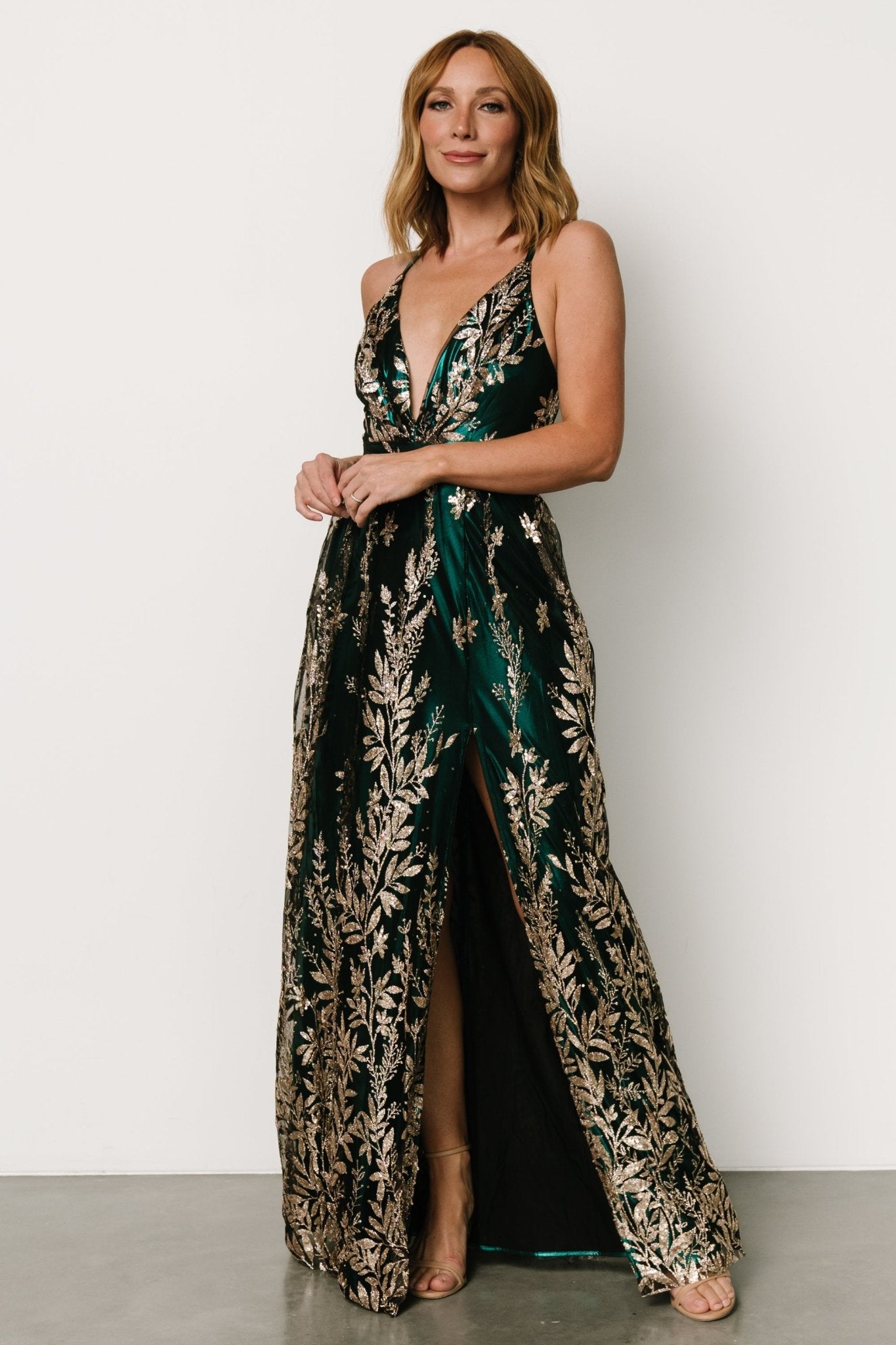 Eirena Sparkle Gown | Emerald + Rose Gold - Baltic Born