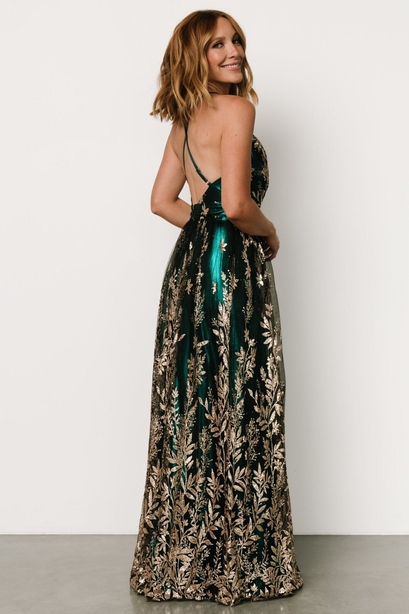 Eirena Sparkle Gown | Emerald + Rose Gold - Baltic Born