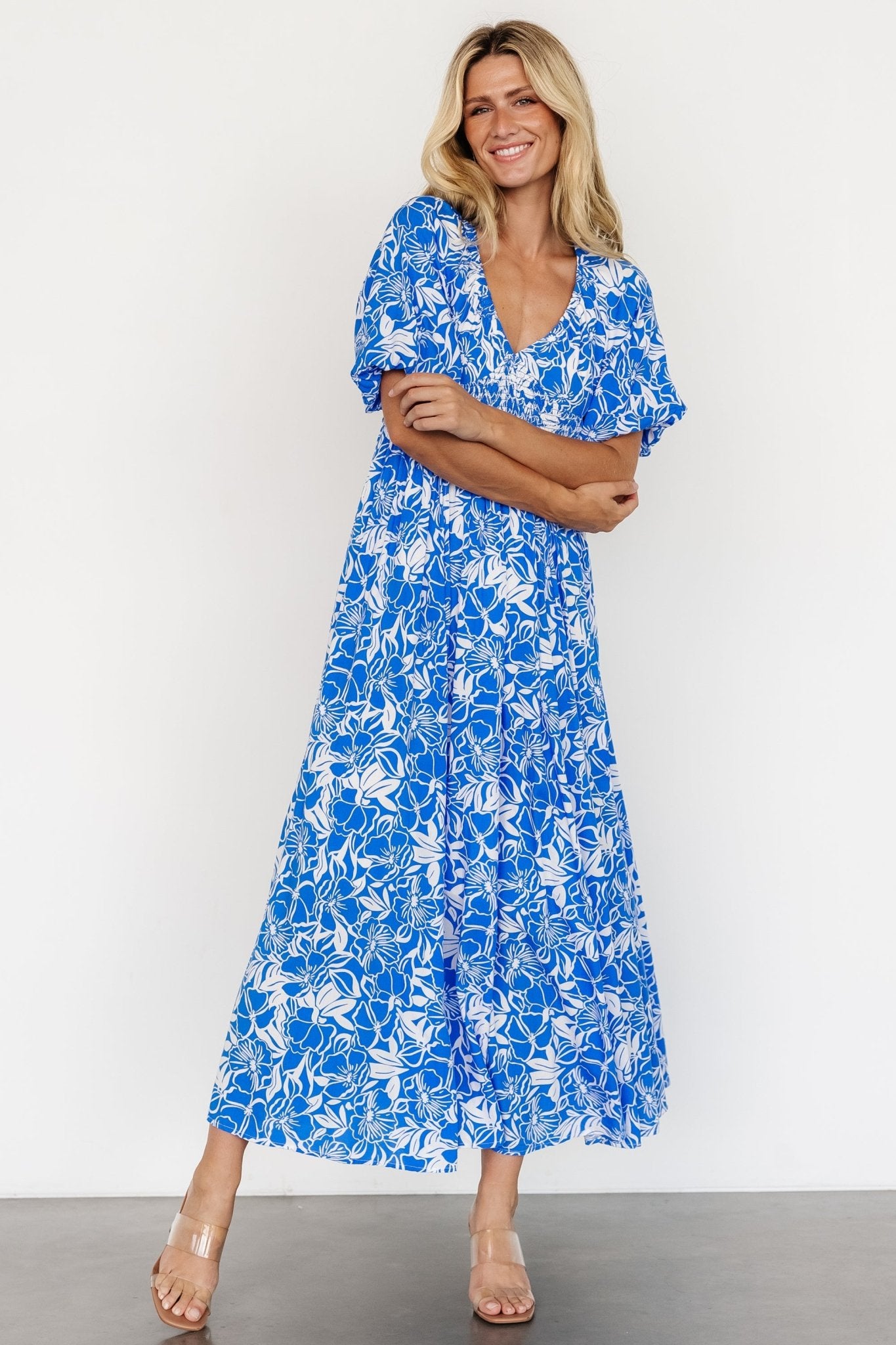 Elaine Maxi Dress | Blue + White - Baltic Born