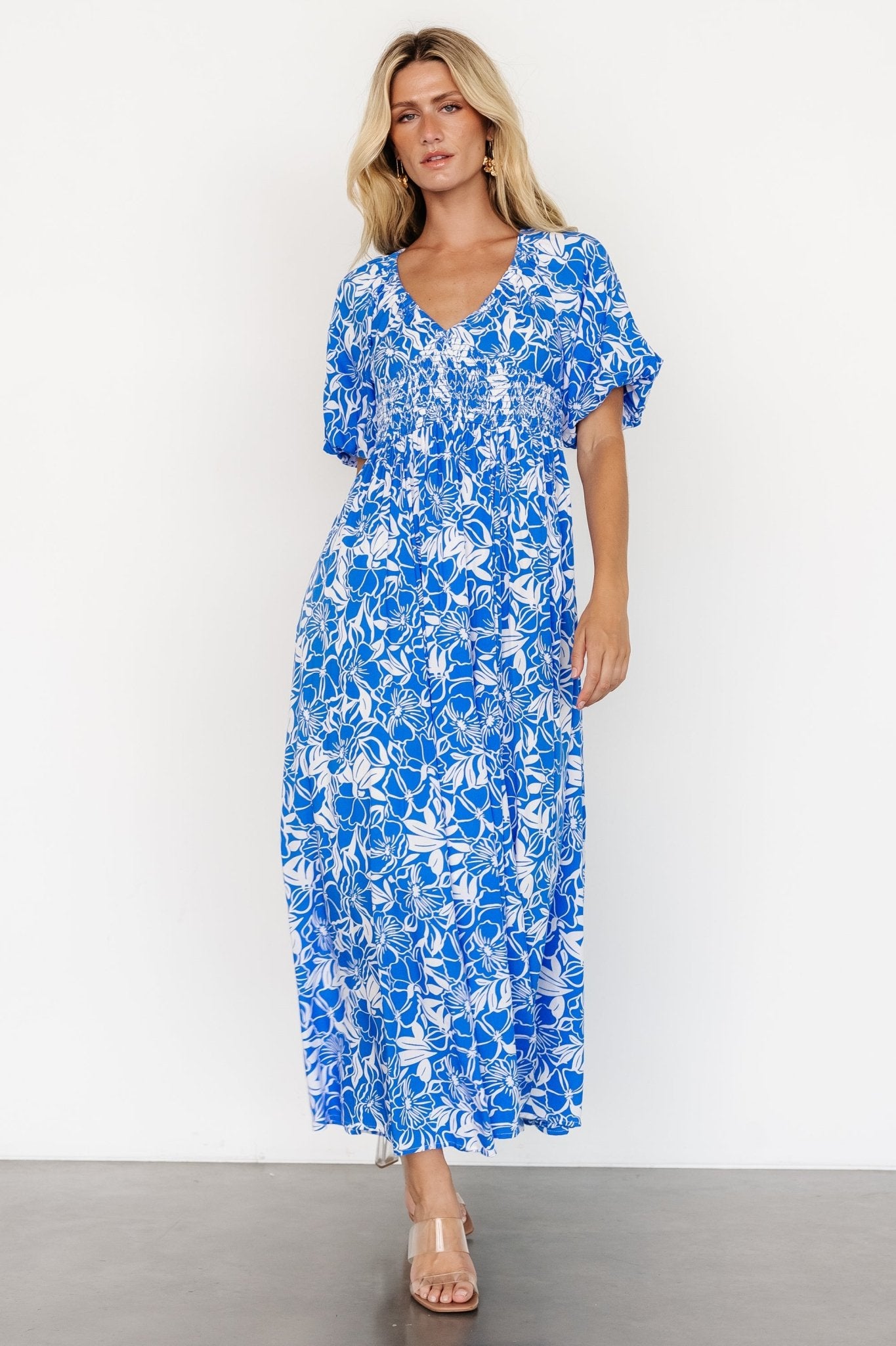 Elaine Maxi Dress | Blue + White - Baltic Born