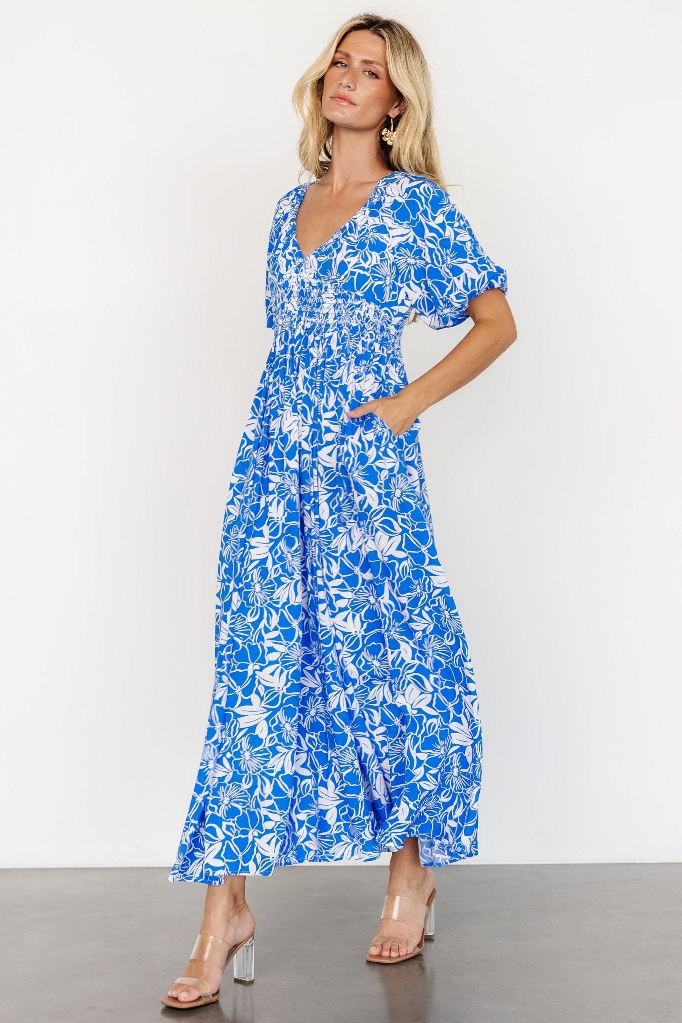 Elaine Maxi Dress | Blue + White - Baltic Born