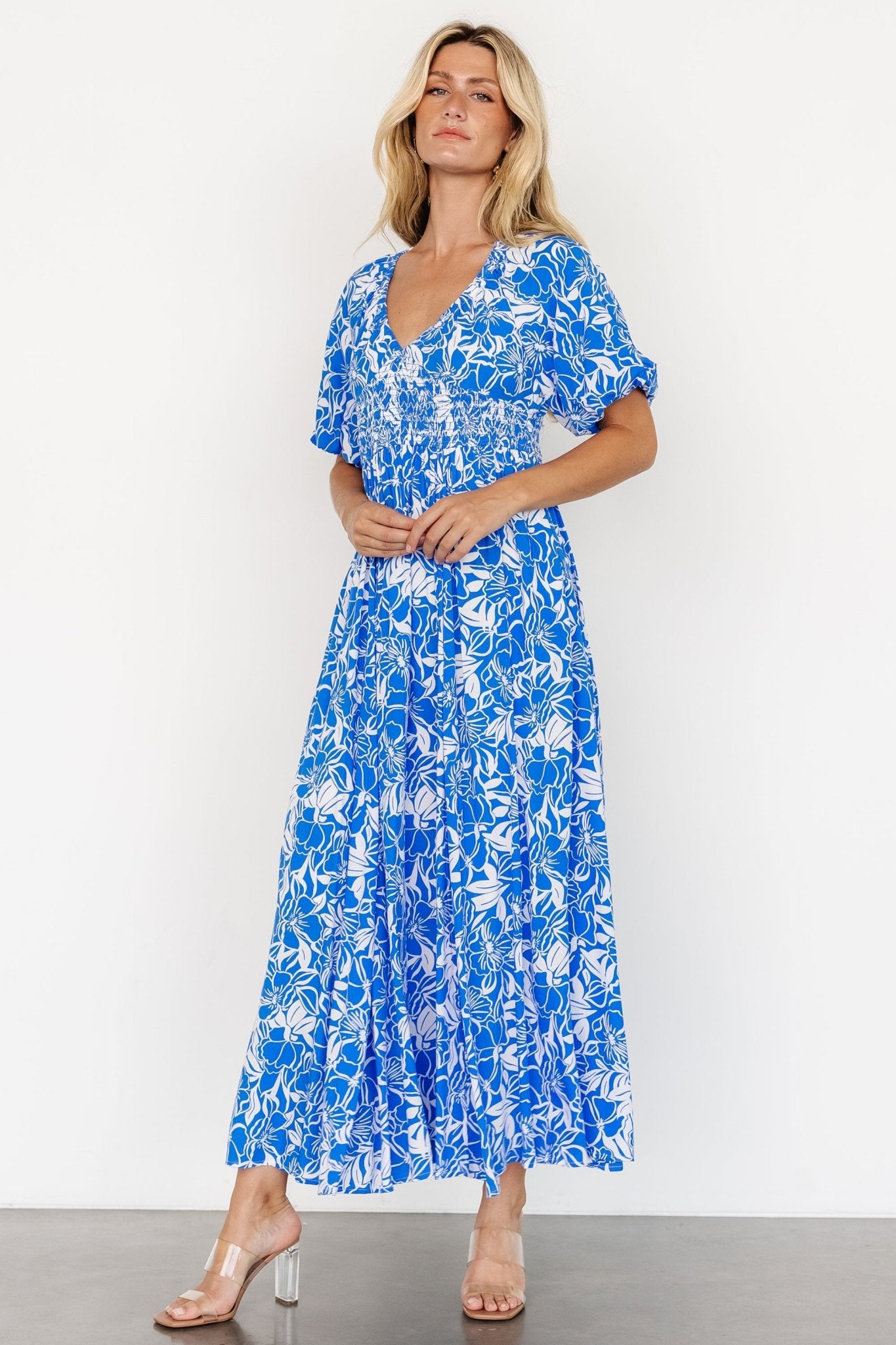 Elaine Maxi Dress | Blue + White - Baltic Born